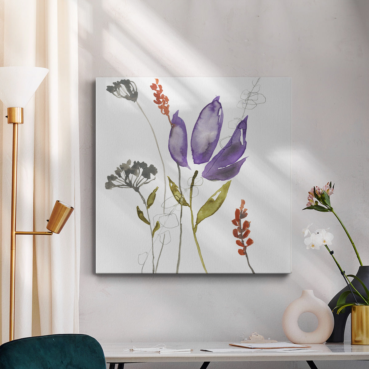 Ultraviolet Bouquet I-Premium Gallery Wrapped Canvas - Ready to Hang