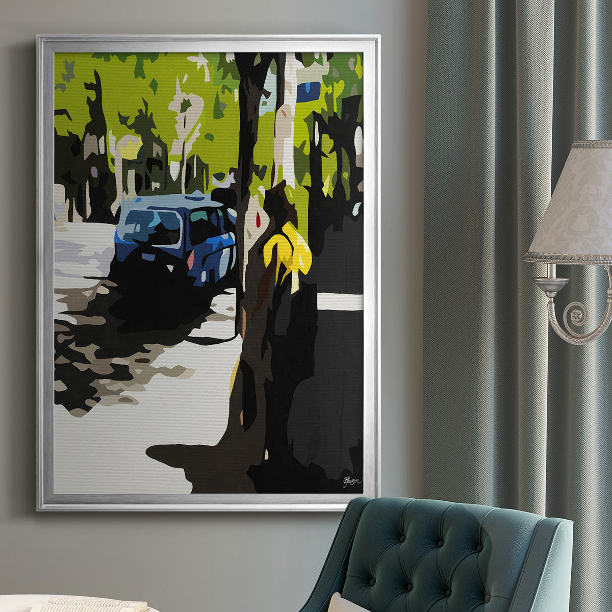A Volvo in Ballard - Modern Framed Canvas Print