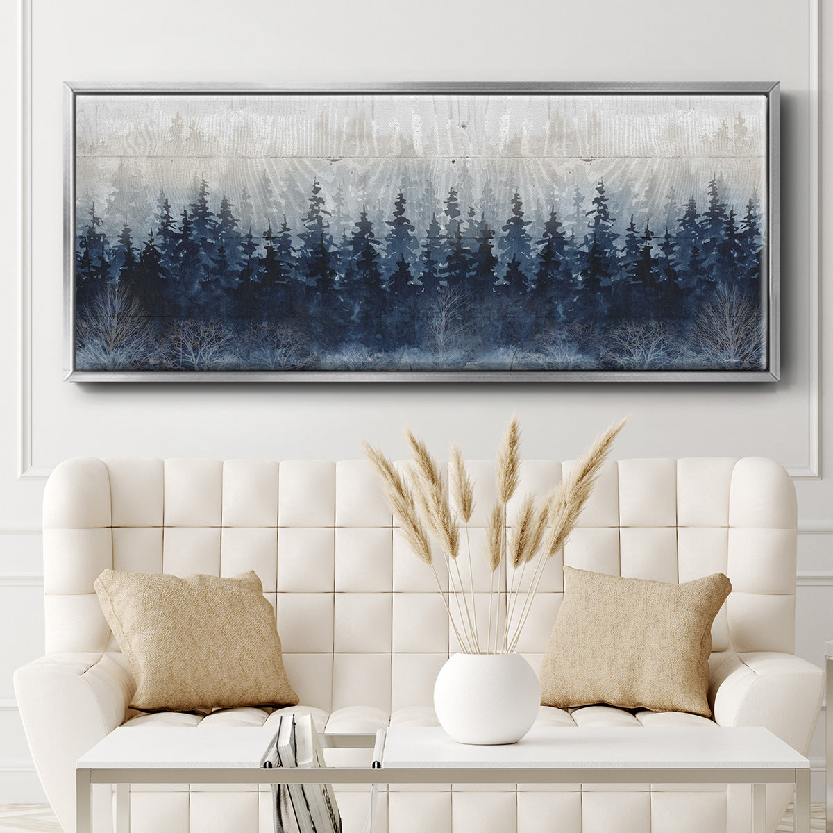 Misty Indigo Forest - Floater Framed Canvas Print