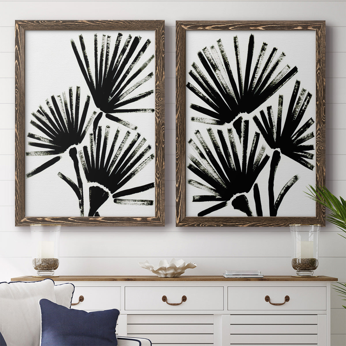 Fan Brush I - Premium Framed Canvas 2 Piece Set - Ready to Hang