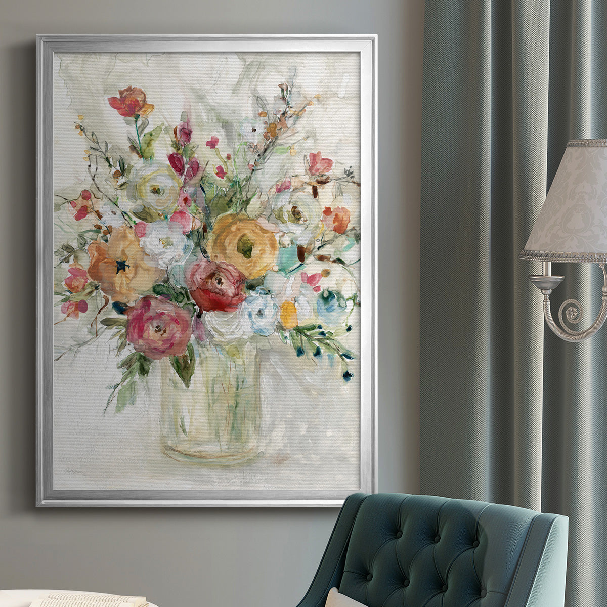 Contemporary Bouquet - Modern Framed Canvas Print