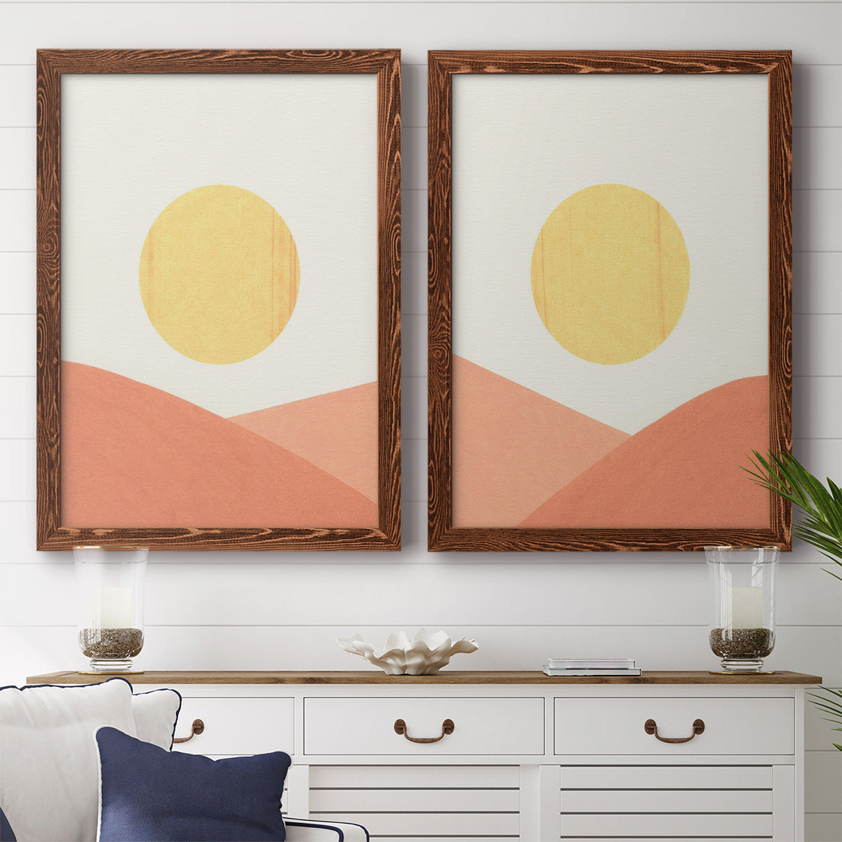 Simple Boho Sun I - Premium Framed Canvas 2 Piece Set - Ready to Hang