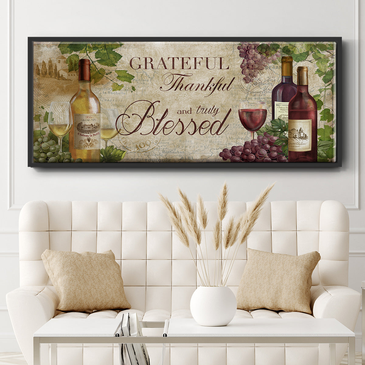 Grateful Wine - Floater Framed Canvas Print