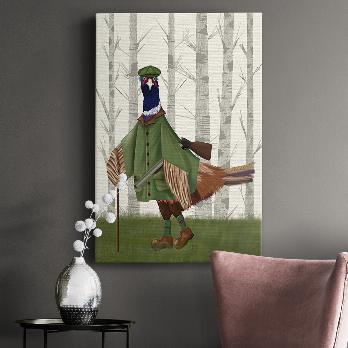 Pheasant Shooting Party 6 Premium Gallery Wrapped Canvas - Ready to Hang