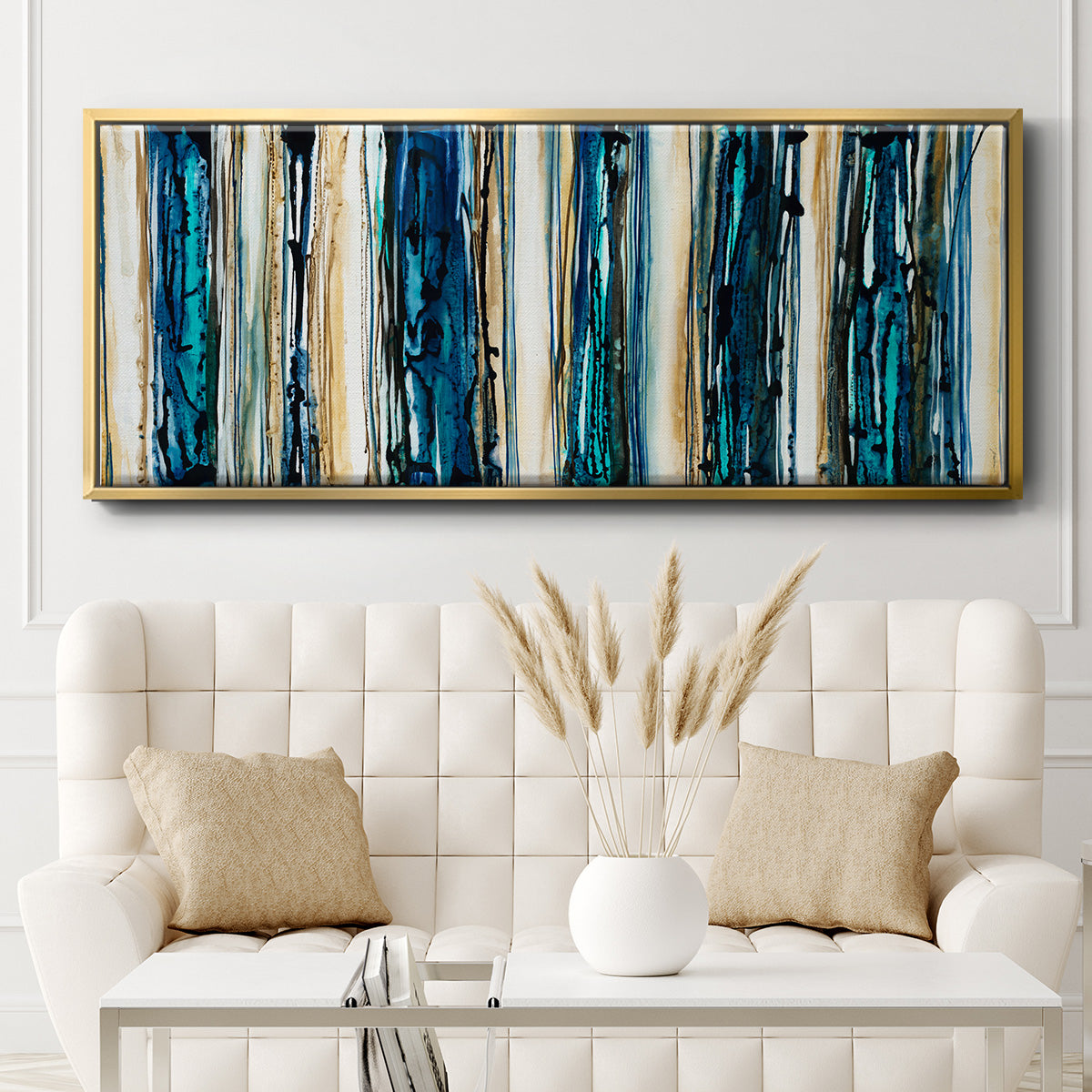 Blue Streaks - Floater Framed Canvas Print
