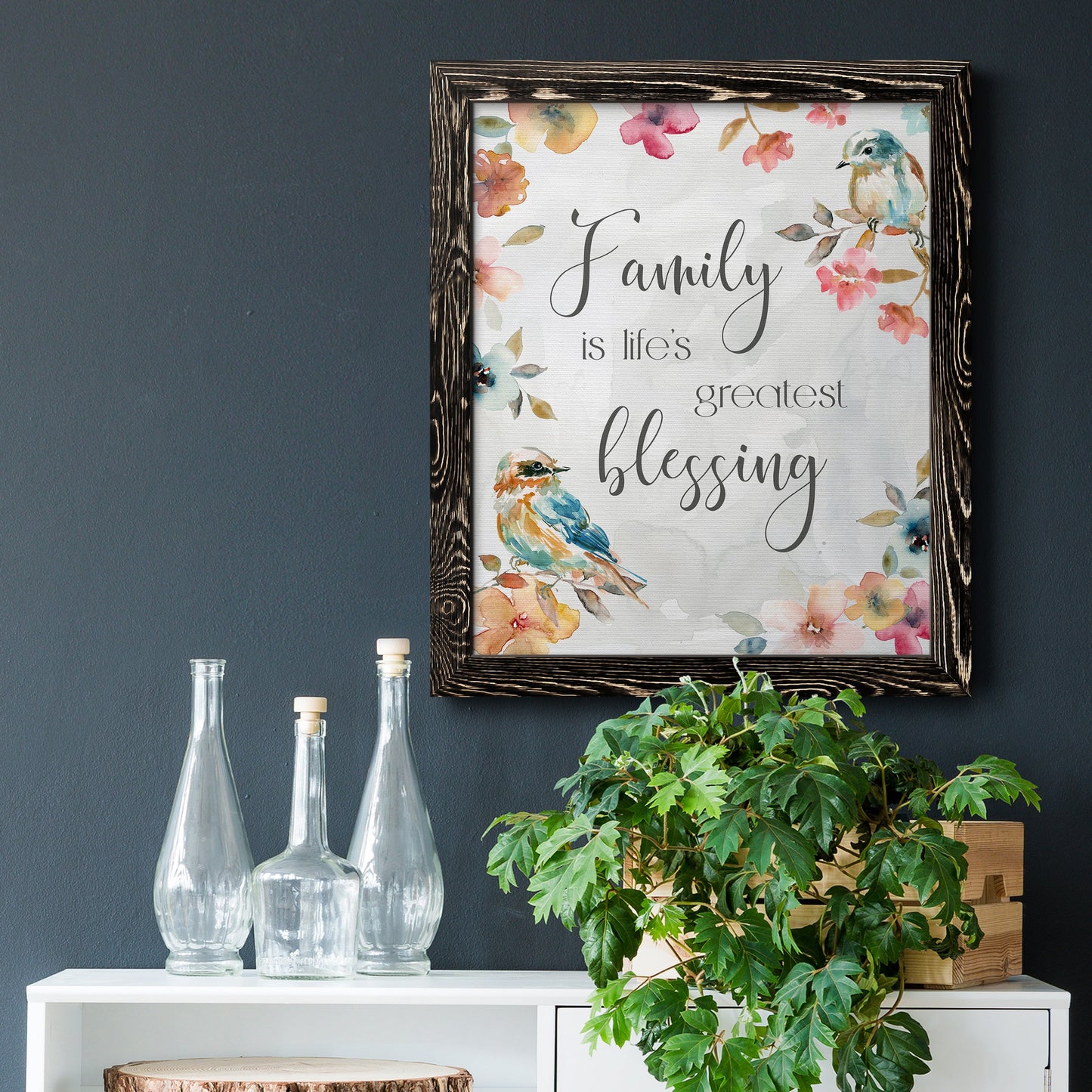 Spring Bird Blessing - Barnwood Framed Canvas Print