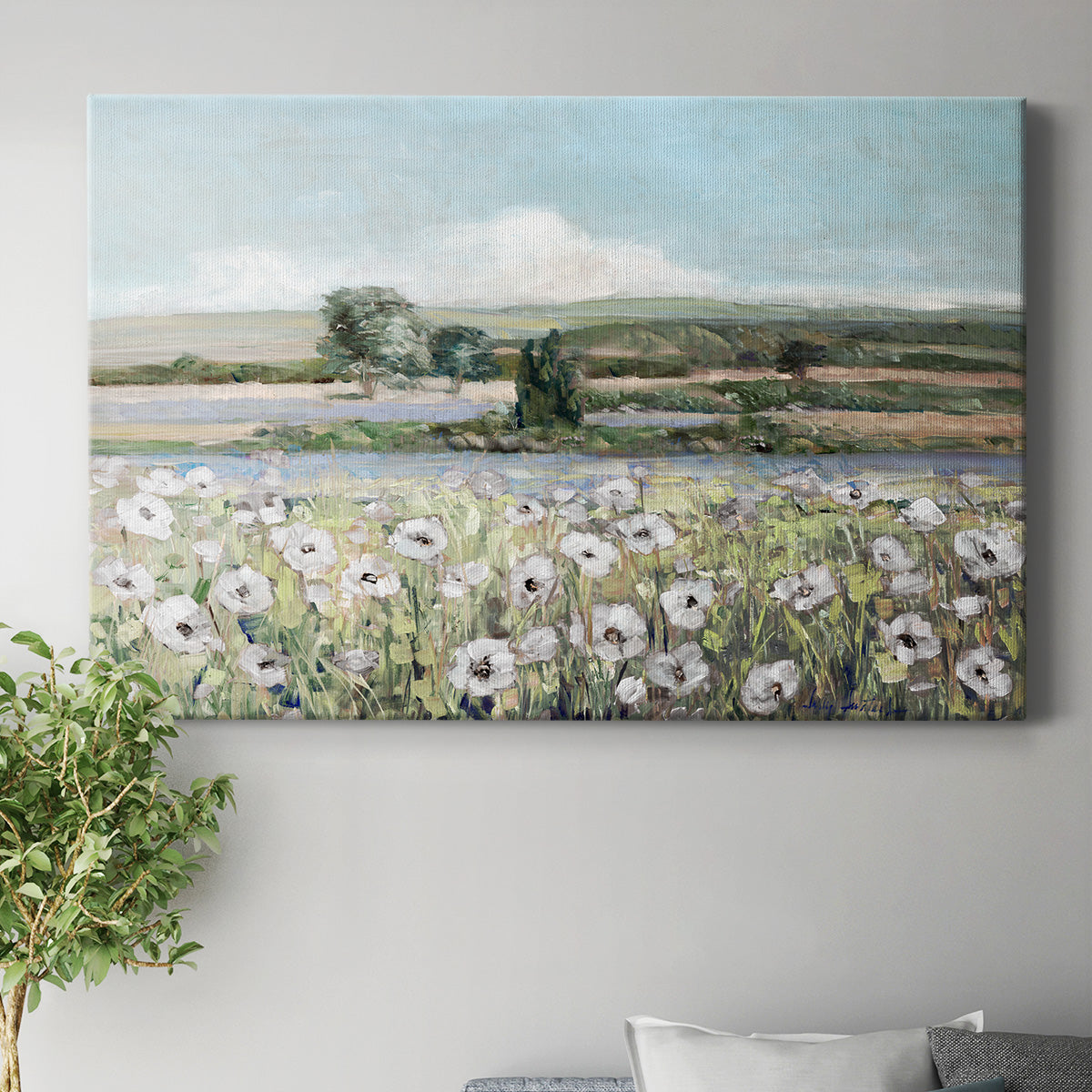 Vintage Poppy Valley Premium Gallery Wrapped Canvas - Ready to Hang