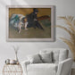 Impressionist portrait of a seated woman by Edgar Degas in an ornate weathered white frame displayed in a bright interior setting.