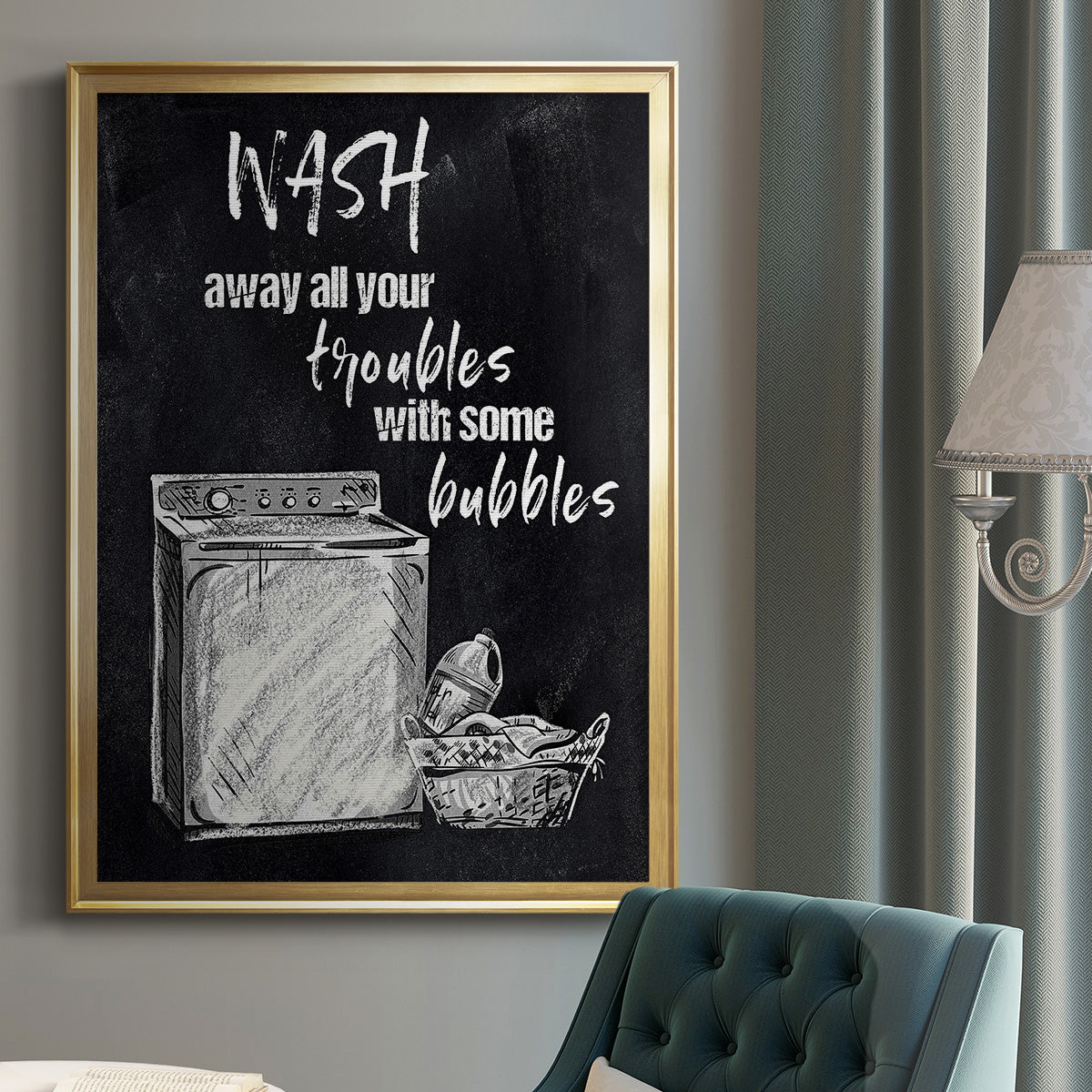 Wash Away Your Troubles - Modern Framed Canvas Print