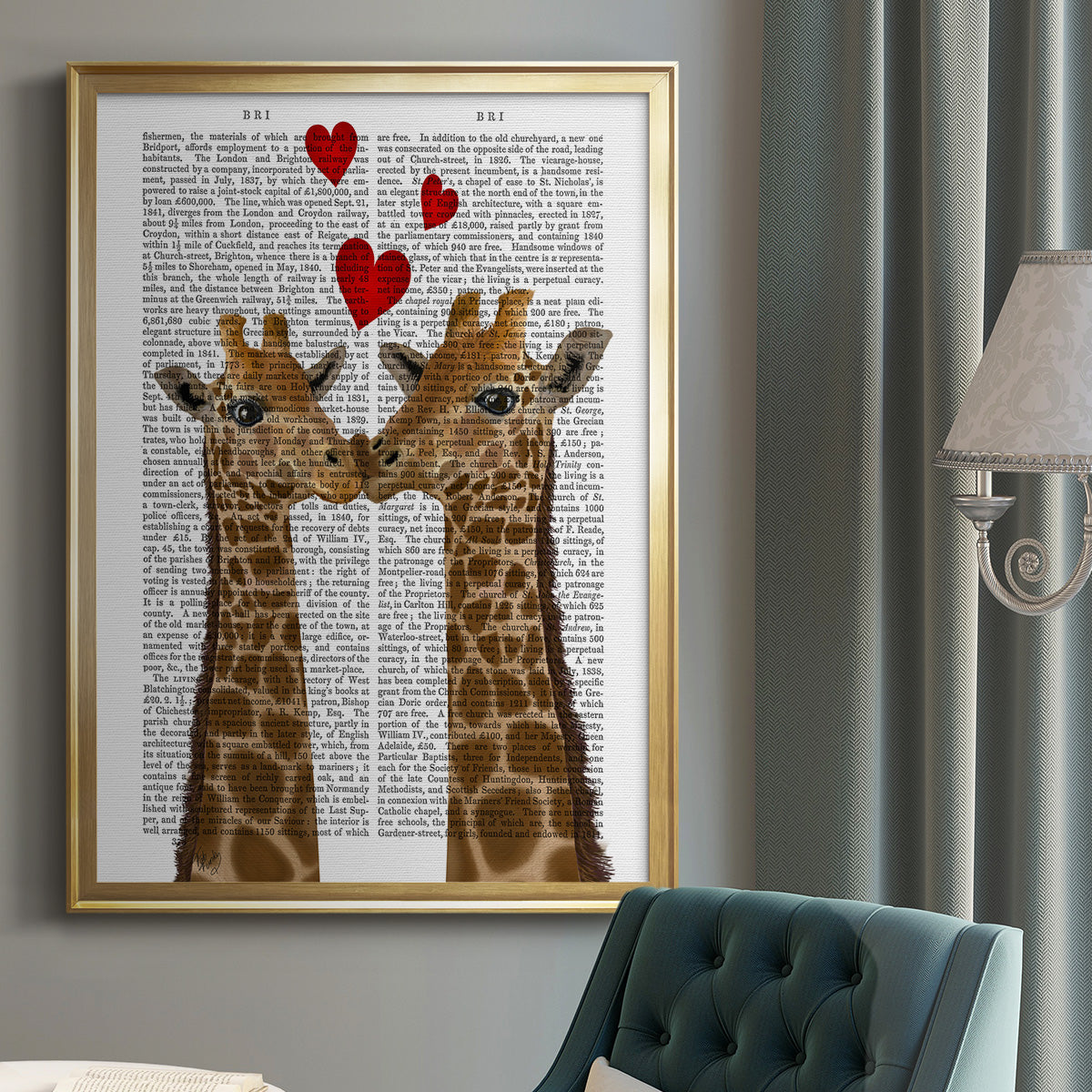 Giraffe Love - Modern Framed Canvas Print