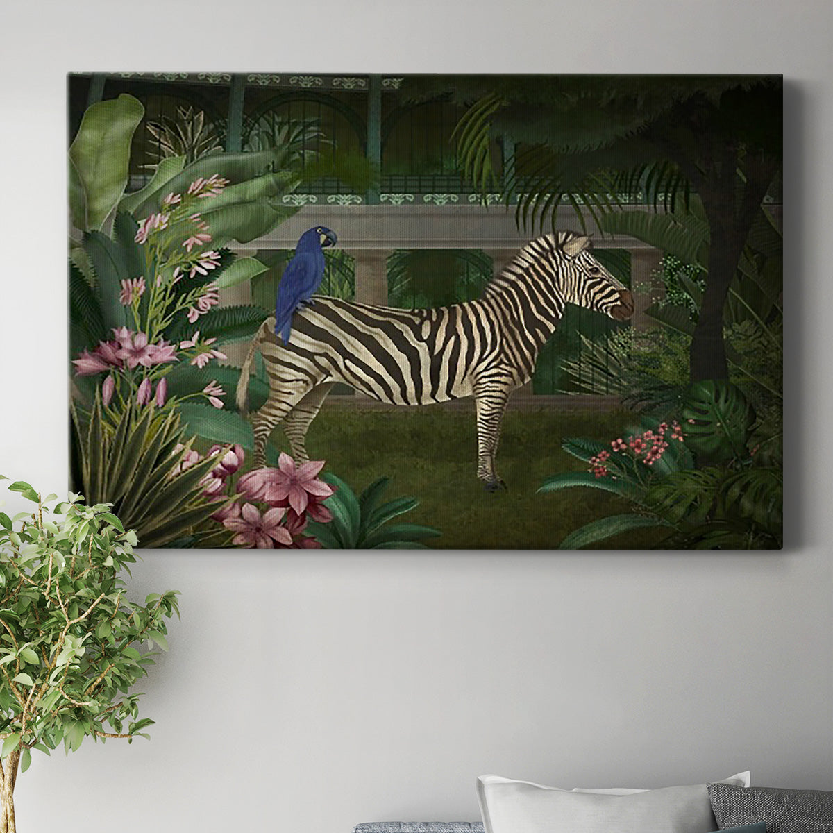 Zebra In Conservatory Premium Gallery Wrapped Canvas - Ready to Hang