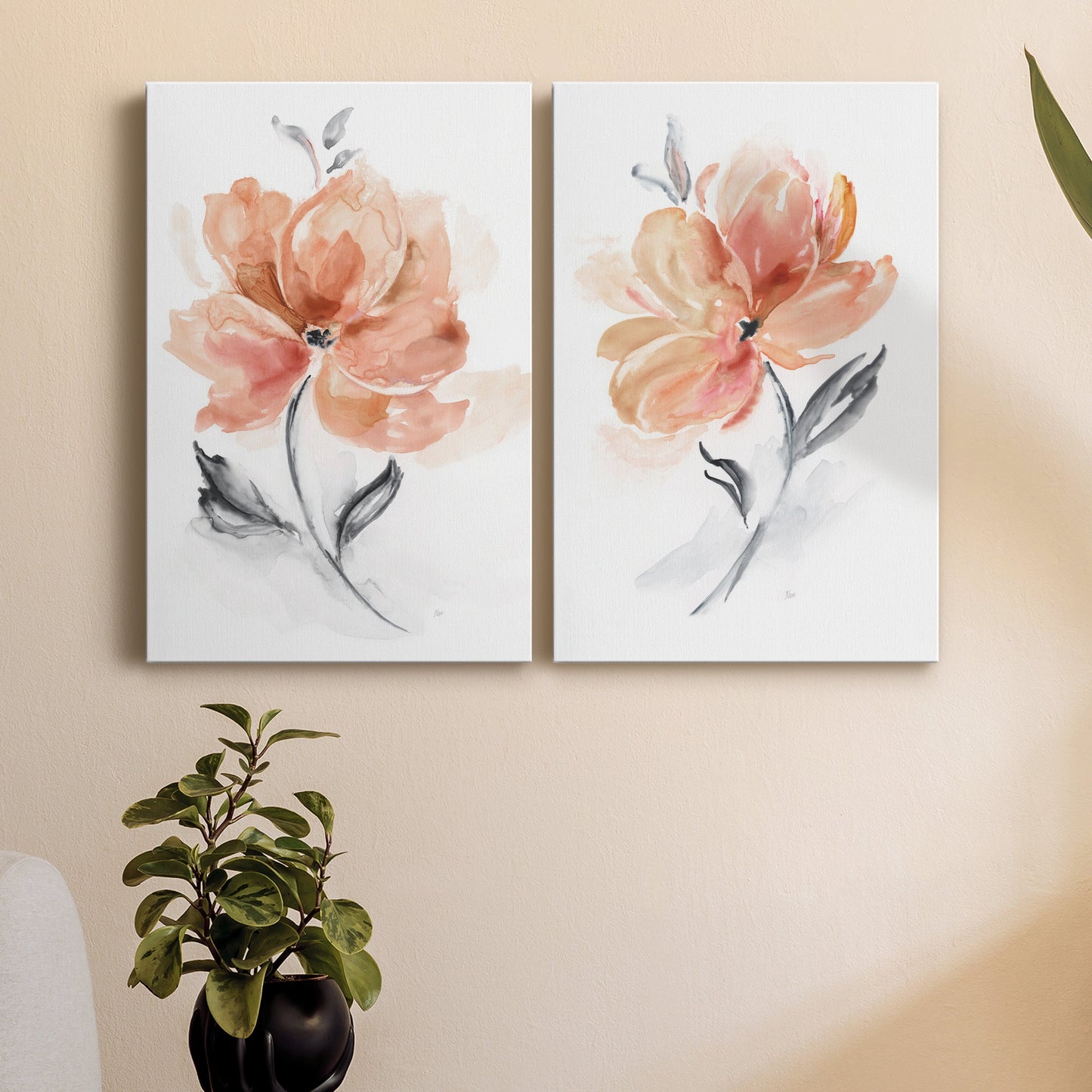 Soft Sensation I Premium Gallery Wrapped Canvas - Ready to Hang - Set of 2 - 8 x 12 Each