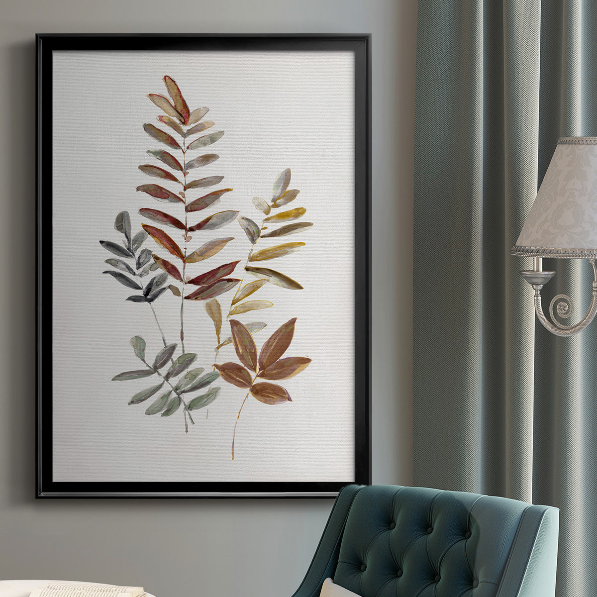 Autumn Leaves I - Modern Framed Canvas Print