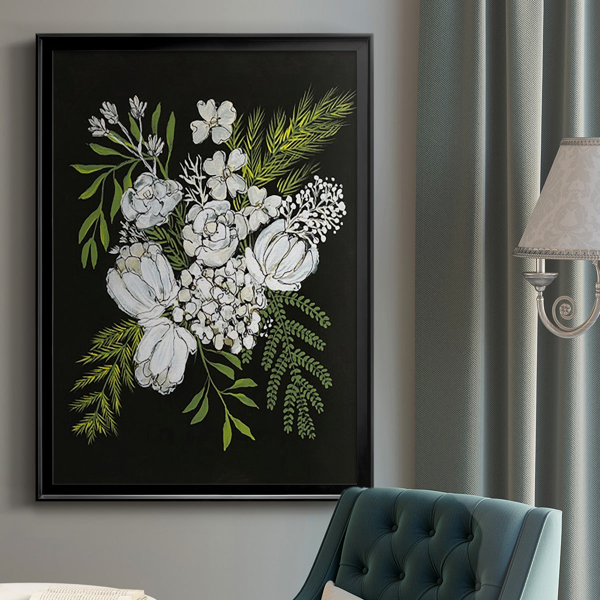 Alabaster Bouquet II - Modern Framed Canvas Print