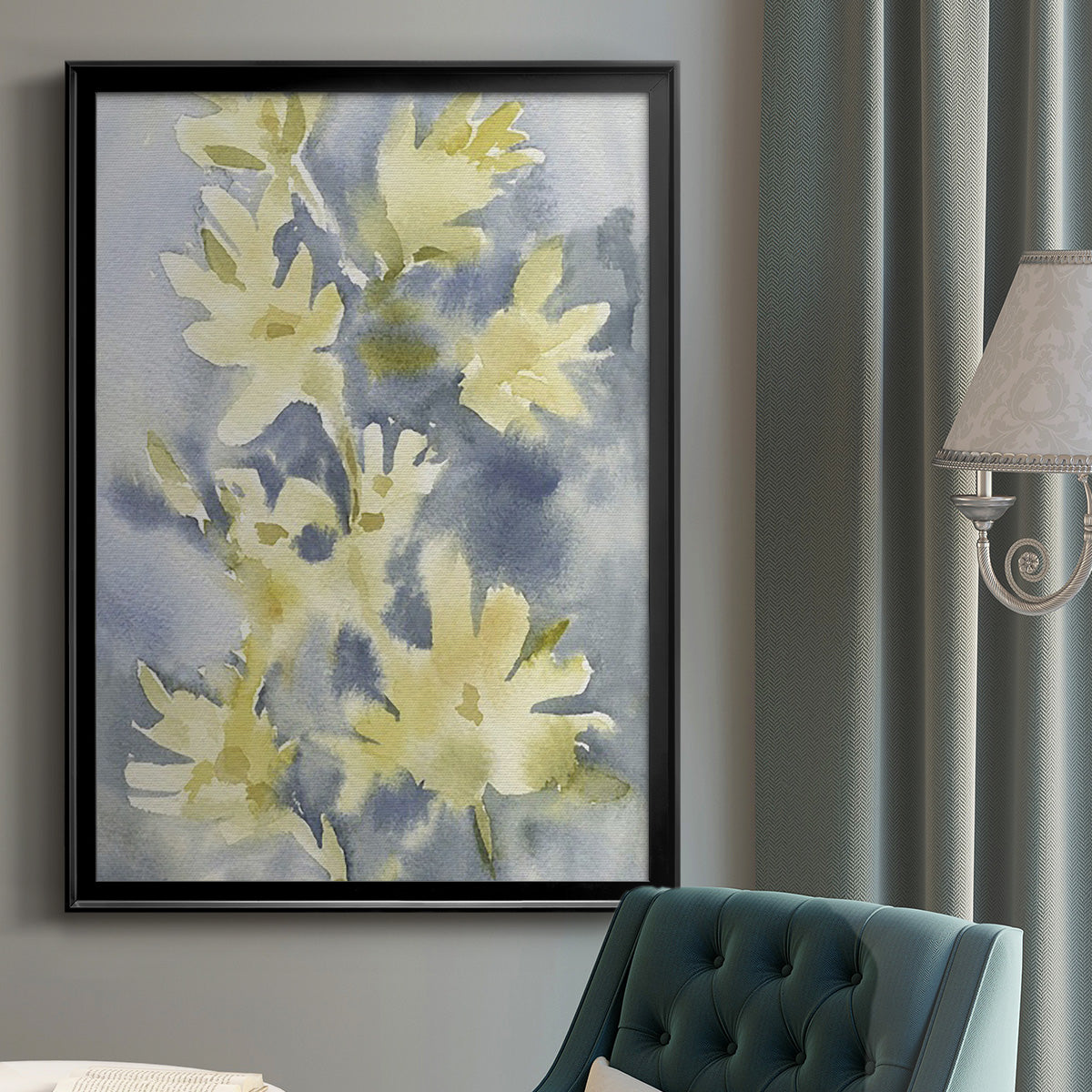 Forsythia Blooms I - Modern Framed Canvas Print