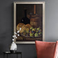 Realist still life with figs and bread by Luis Meléndez in an ornate champagne frame displayed in a dark-toned interior setting.