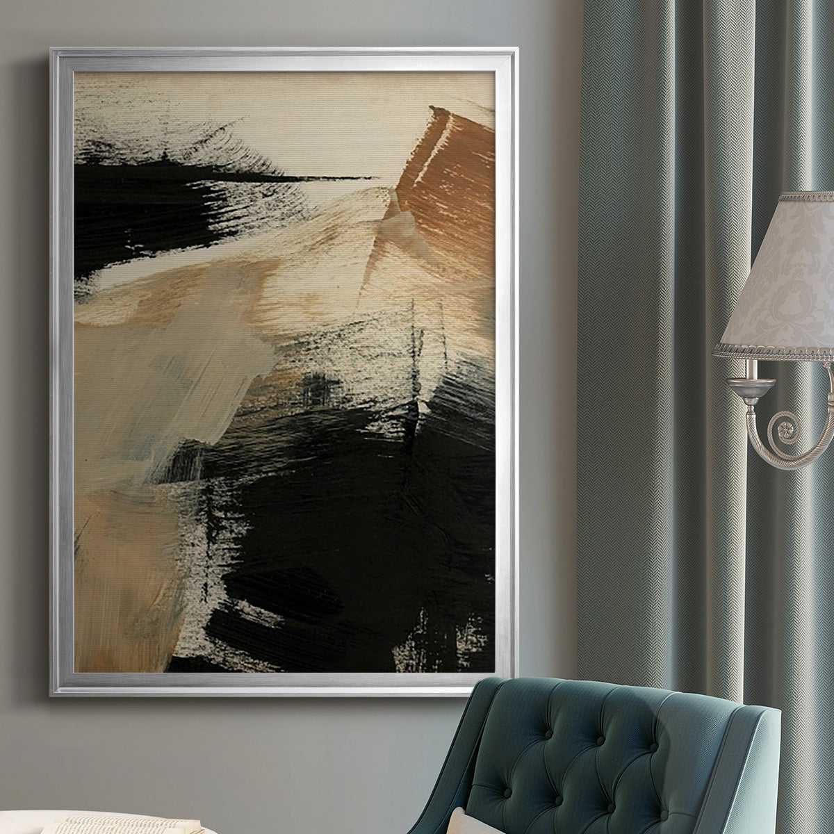 Baked Paintstrokes III - Modern Framed Canvas Print