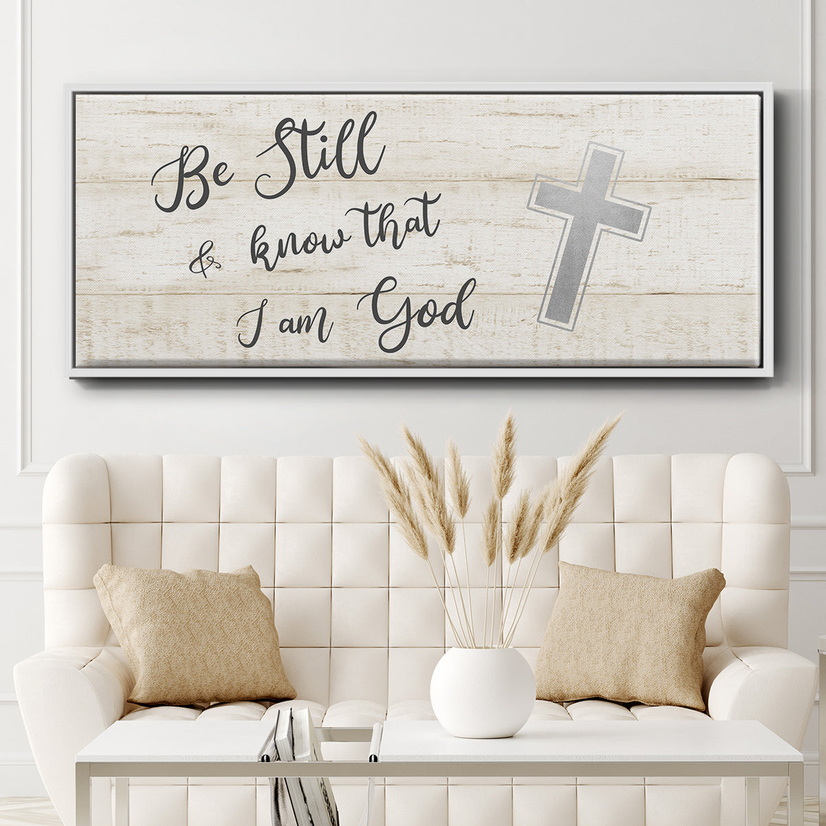 Be Still Cross - Floater Framed Canvas Print
