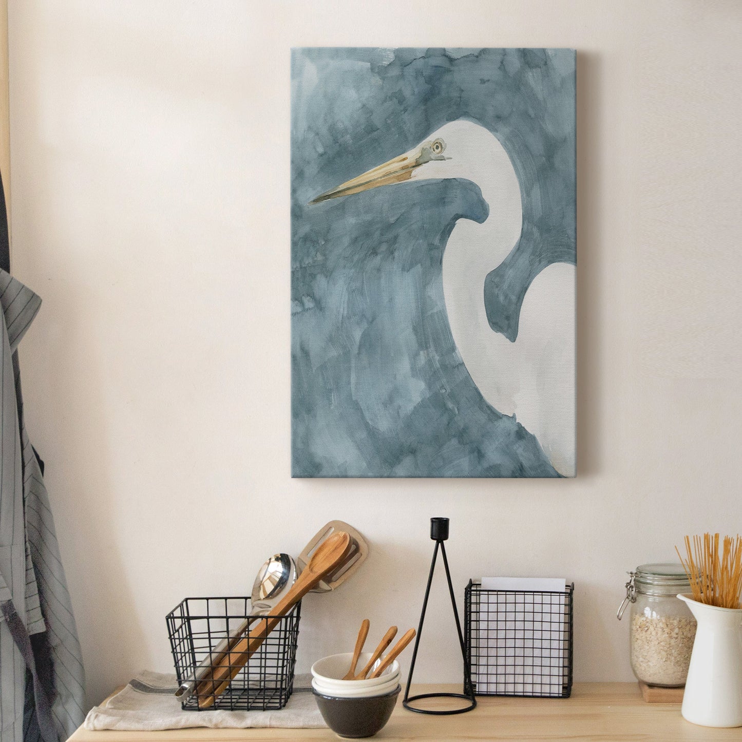 Watercolor Heron Portrait I Premium Gallery Wrapped Canvas - Ready to Hang