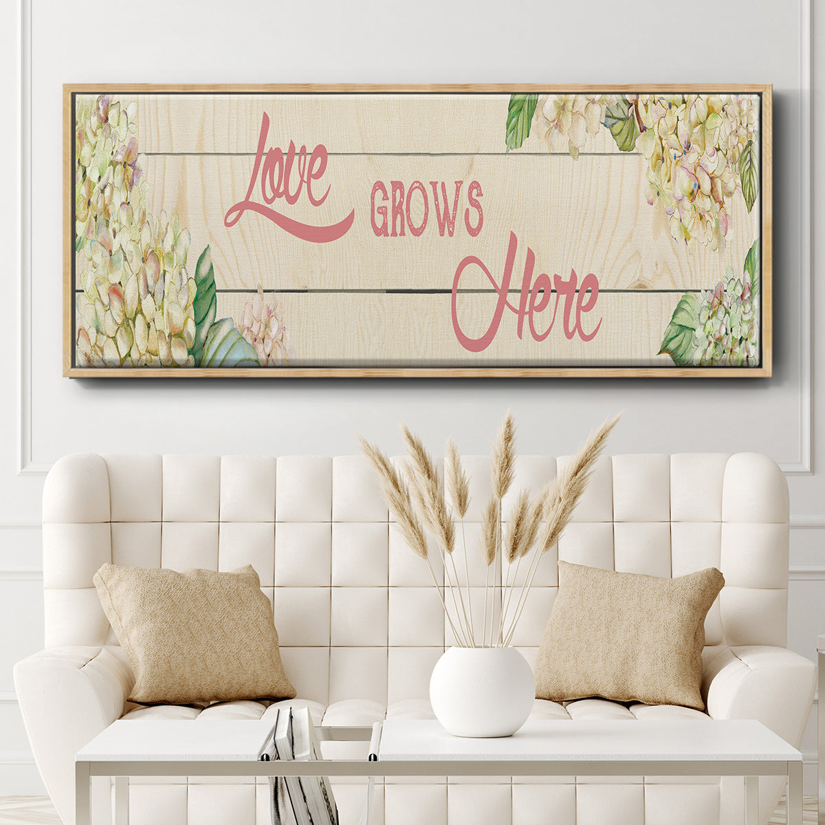 Love Grows Here - Floater Framed Canvas Print