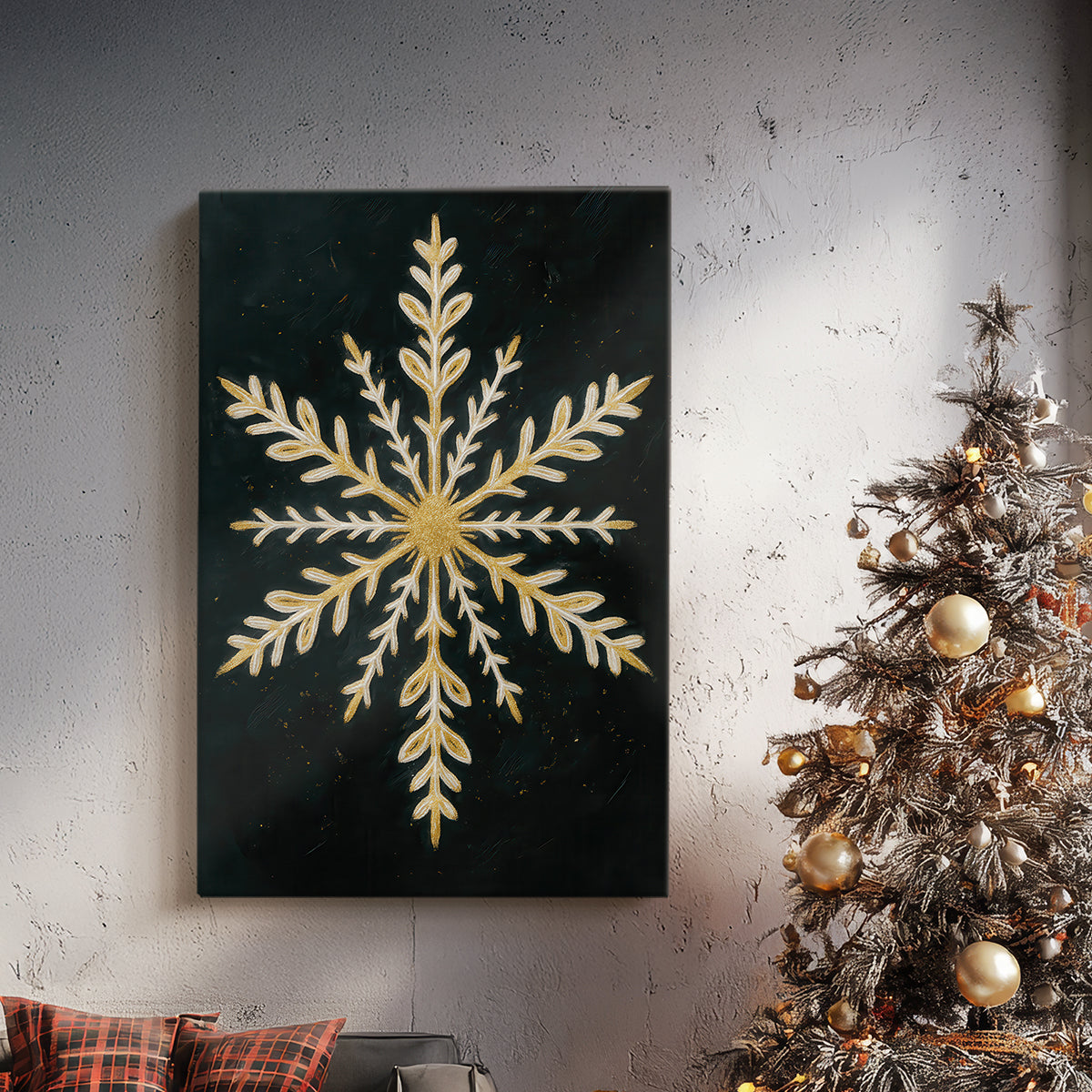 Pale Winter Garland of Cottage - Canvas Art Print