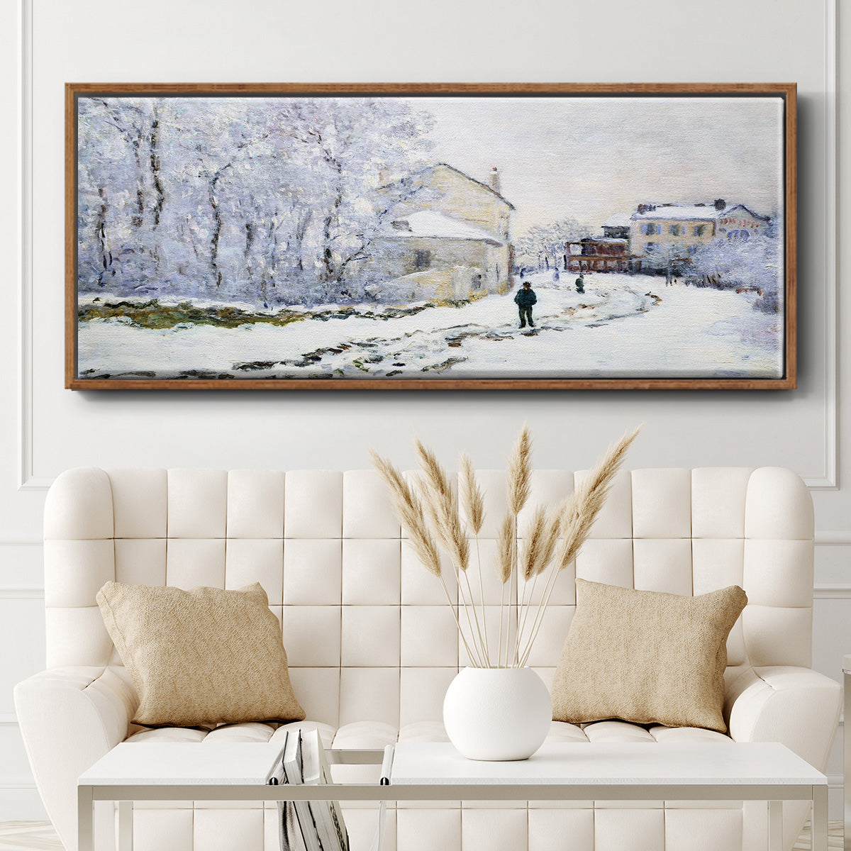 Snow in Argenteuil, 1875 - Floater Framed Canvas Print