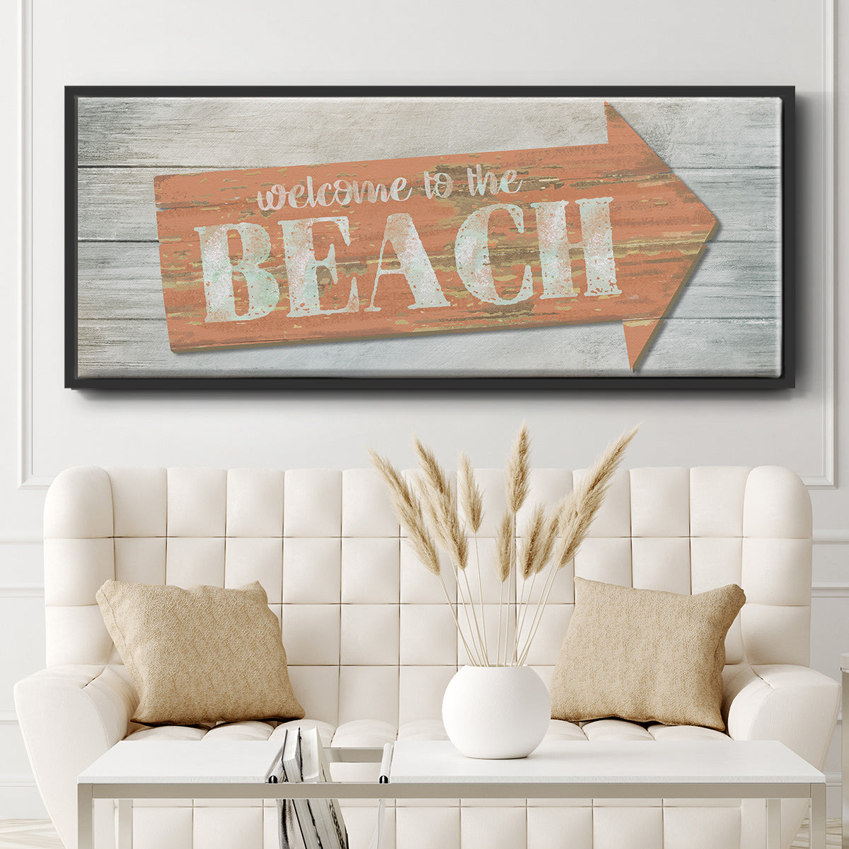 Welcome to the Beach - Floater Framed Canvas Print