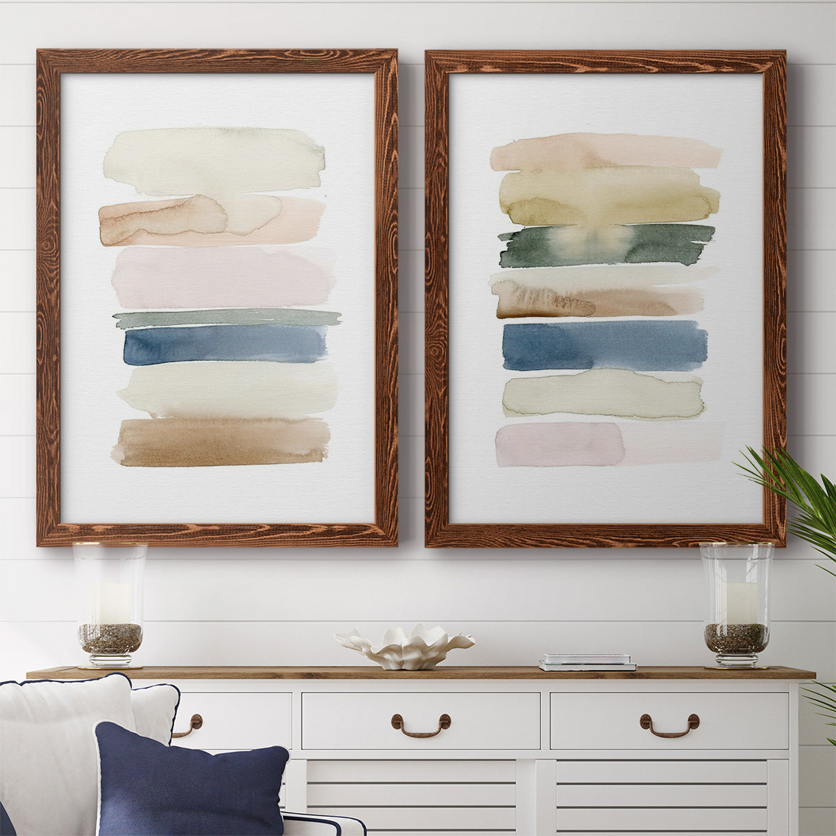 Faint Swatches I - Premium Framed Canvas 2 Piece Set - Ready to Hang