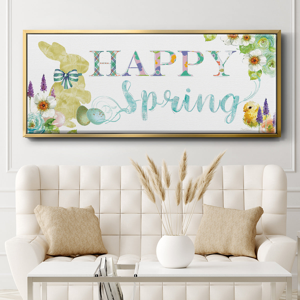 Happy Spring - Floater Framed Canvas Print