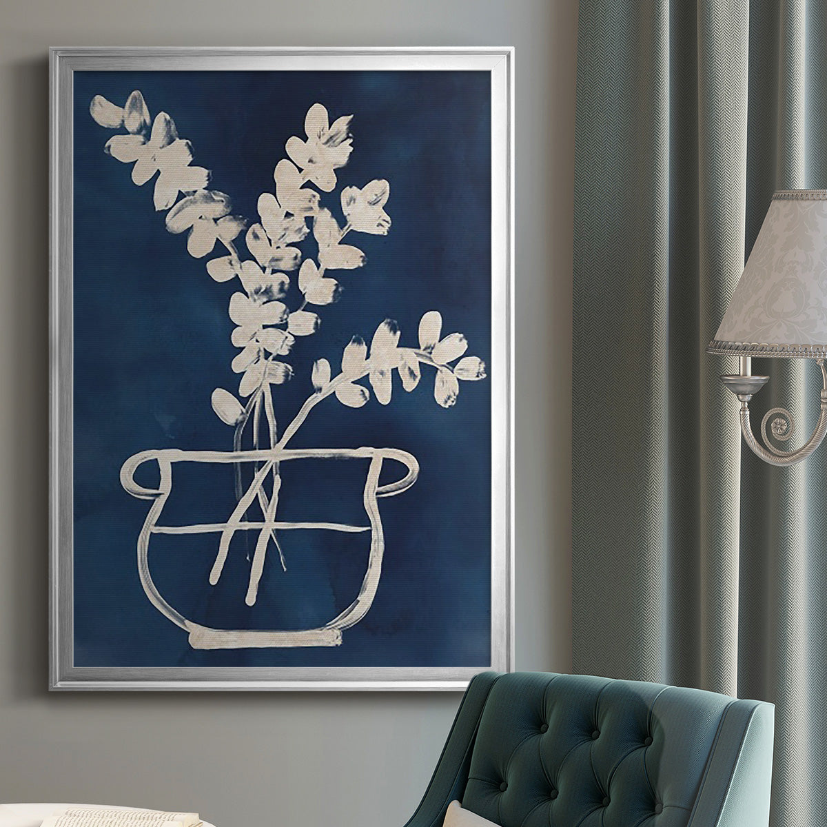 Vessel on Indigo II - Modern Framed Canvas Print