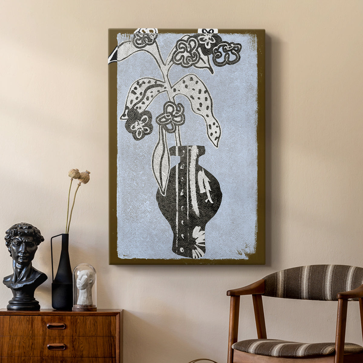 Graphic Flowers in Vase II - Canvas Art Print