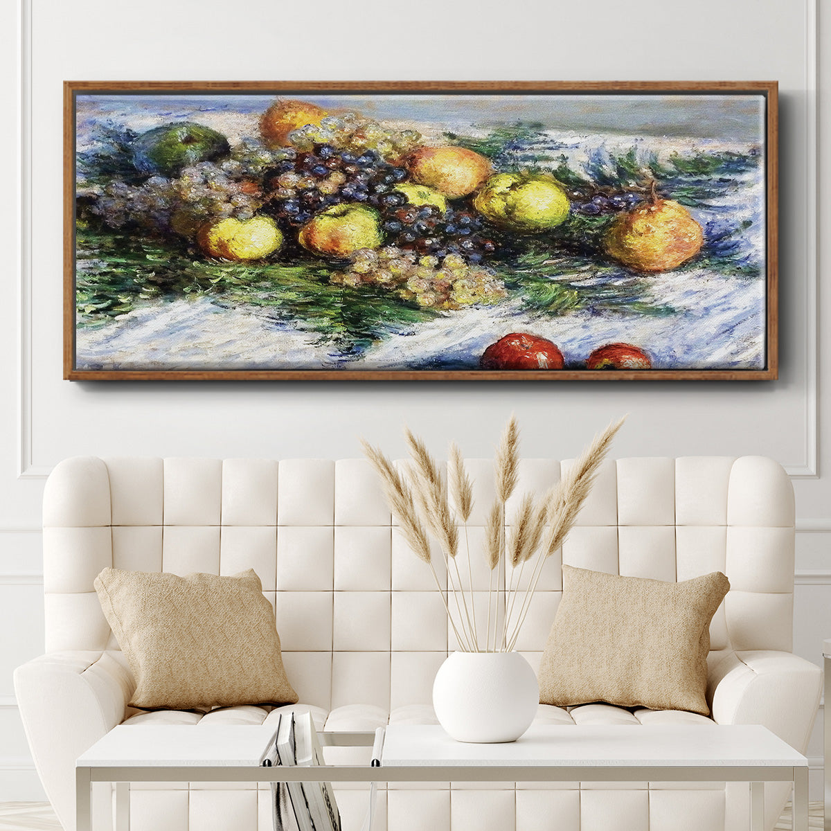 Still Life with Pears and Grapes, 1880 - Floater Framed Canvas Print