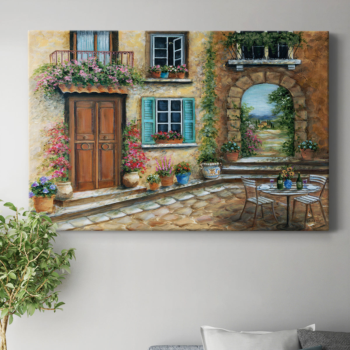 Tuscan Courtyard Premium Gallery Wrapped Canvas - Ready to Hang