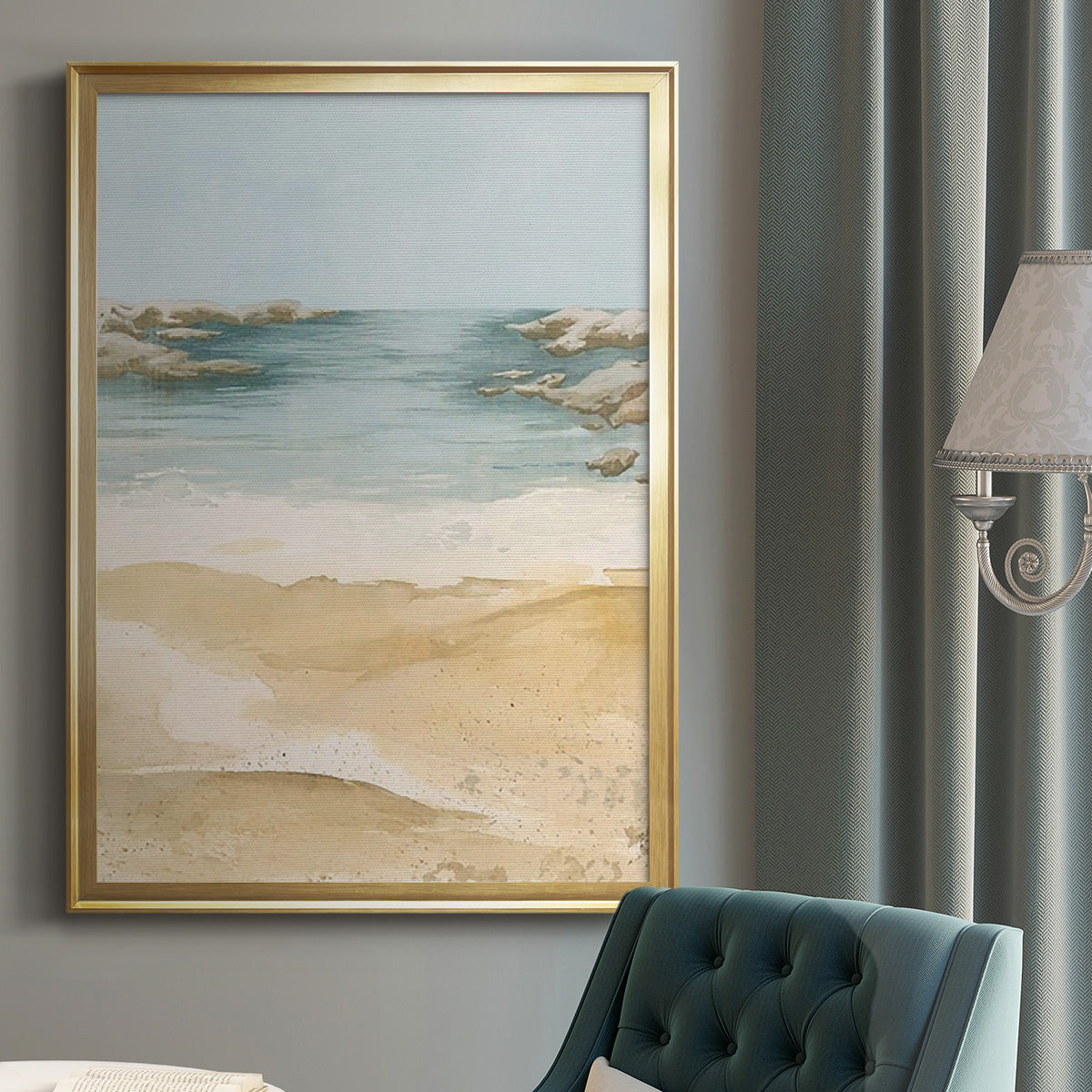 Tranquil Beach II - Modern Framed Canvas Print