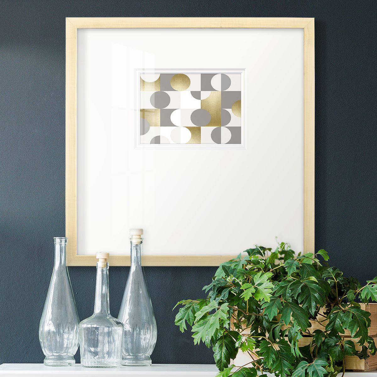 Modern Gold Reflections Premium Framed Print Double Matboard