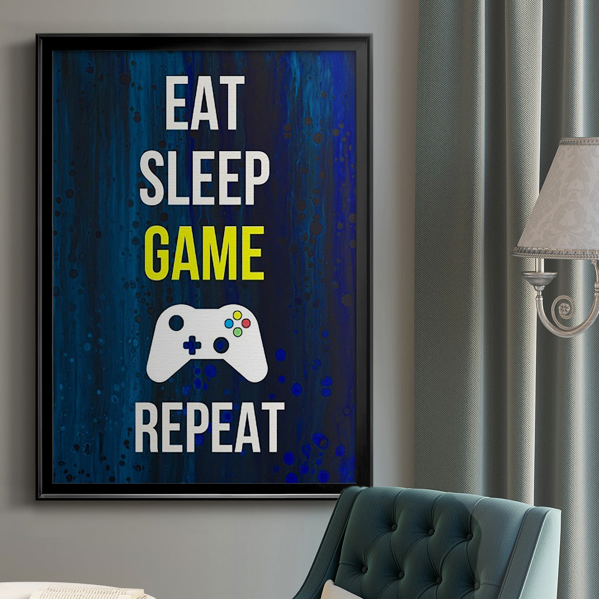 Gamer at Play V - Modern Framed Canvas Print