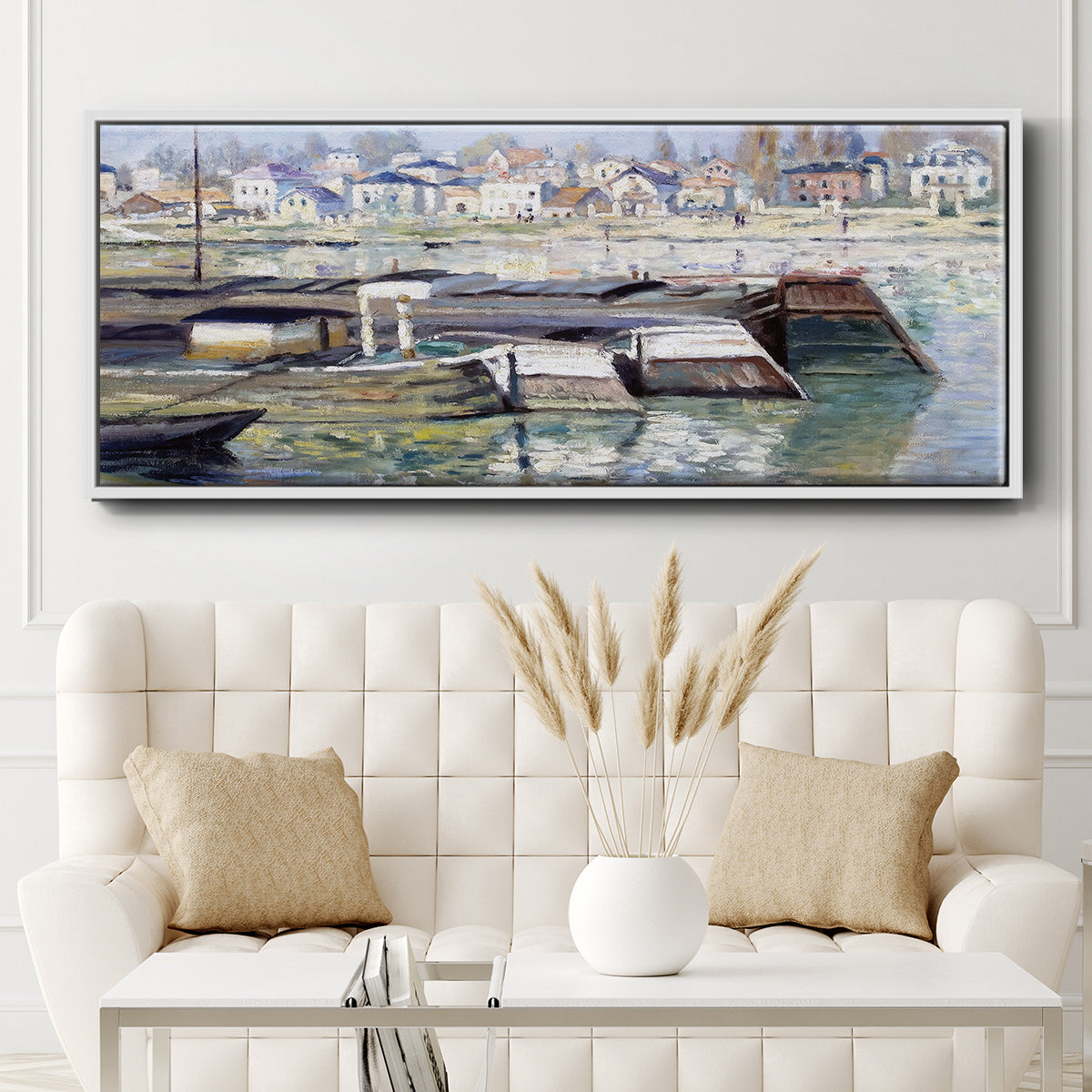 The Seine at Asnieres, 1873 - Floater Framed Canvas Print
