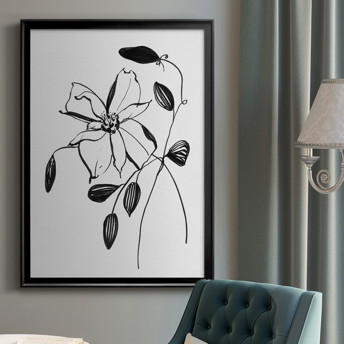 Wild Clematis II - Modern Framed Canvas Print