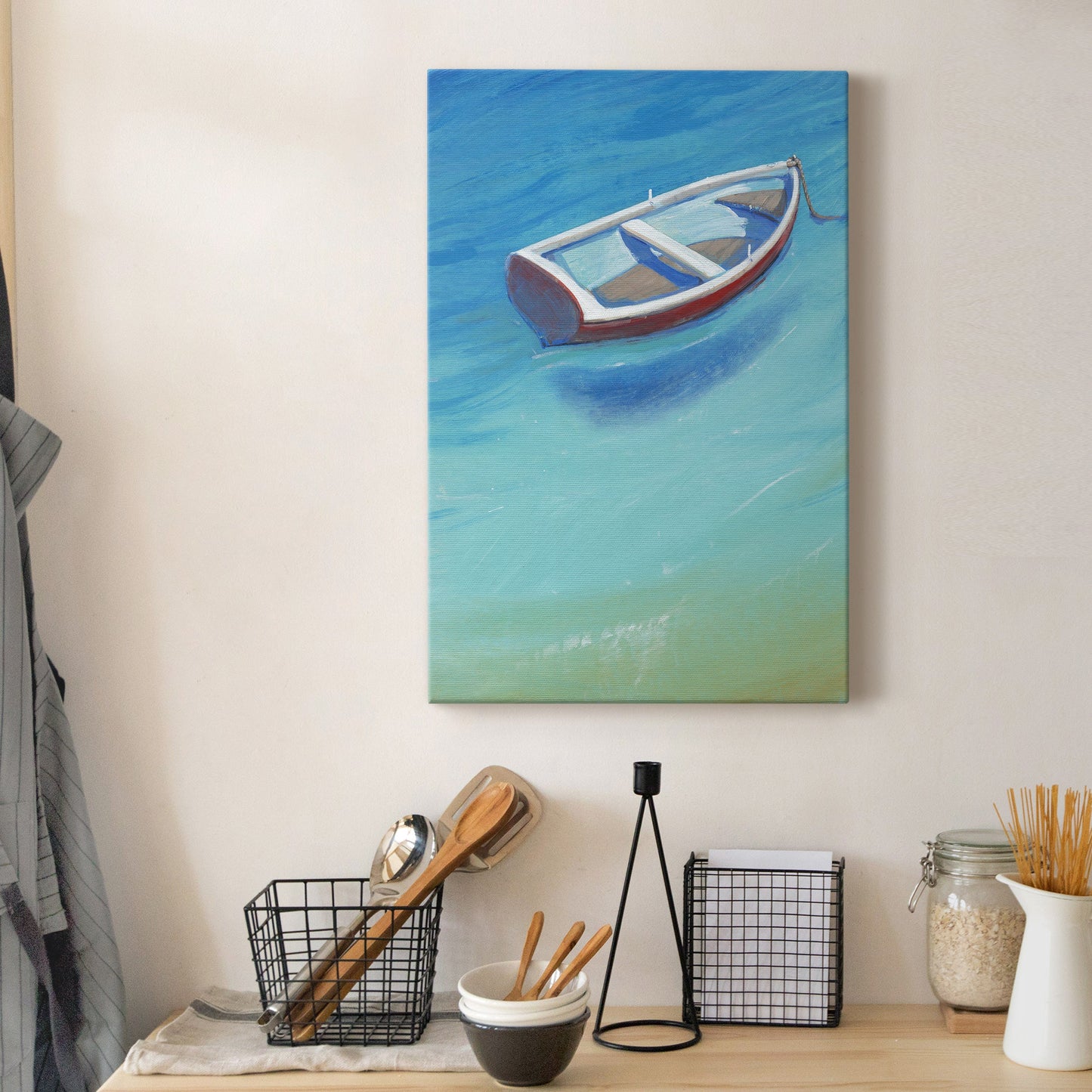 Anchored Dingy II Premium Gallery Wrapped Canvas - Ready to Hang