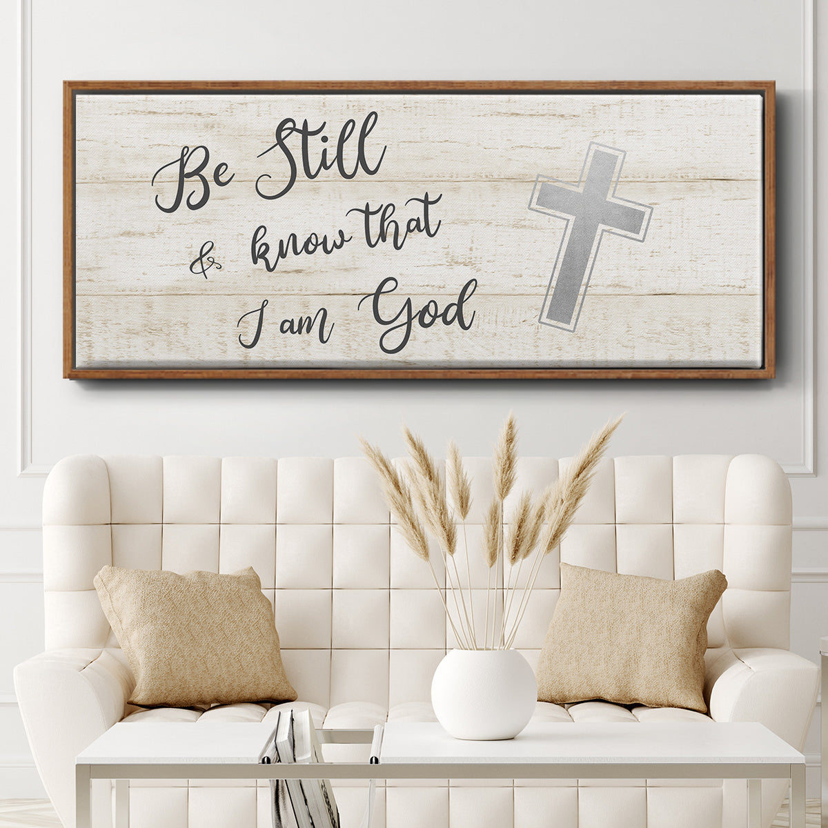 Be Still Cross - Floater Framed Canvas Print