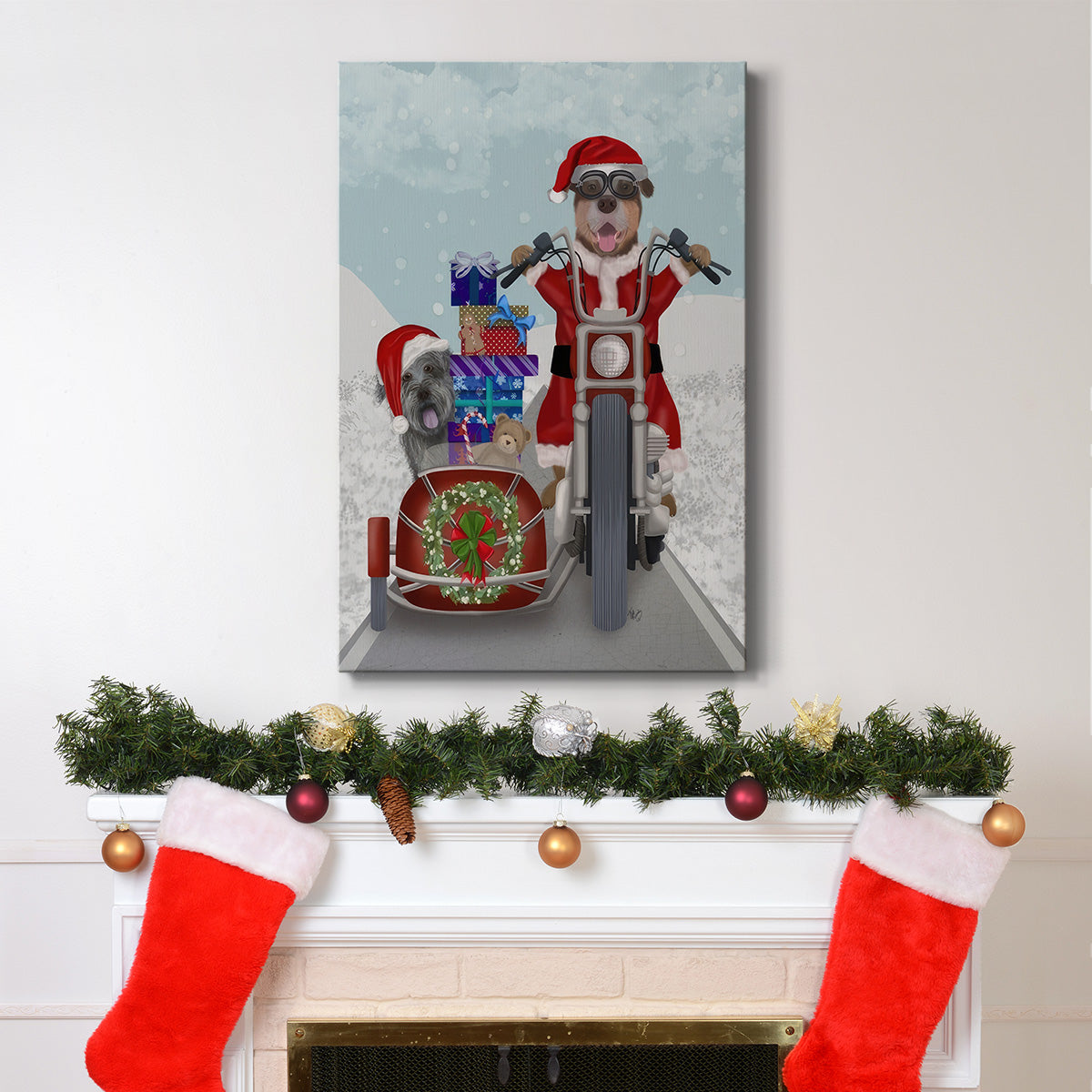 Christmas Mutts Christmas Chopper - Gallery Wrapped Canvas