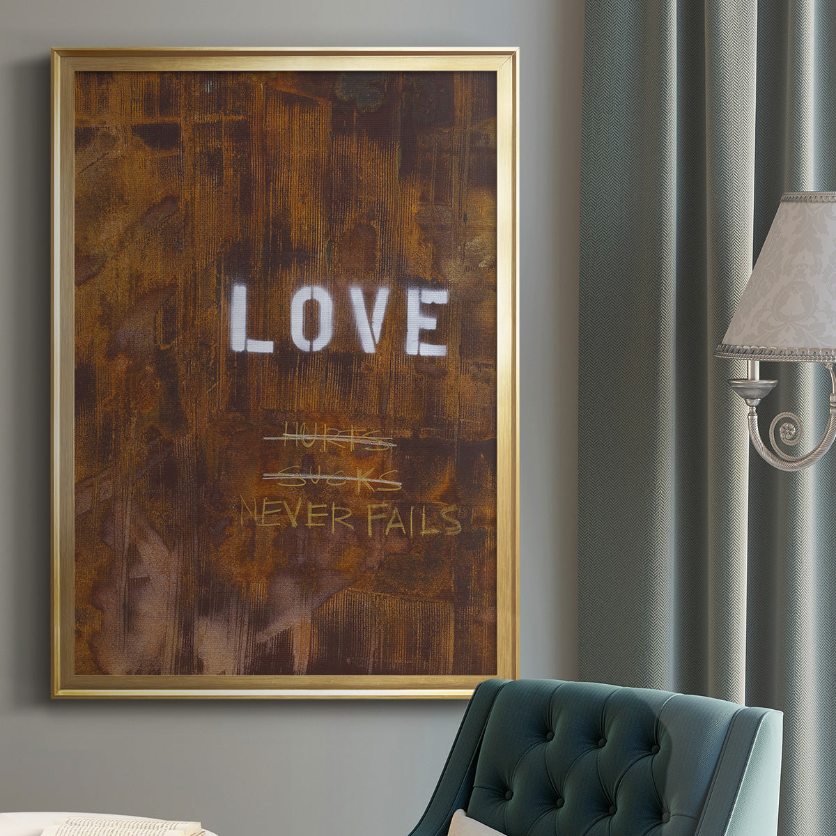 Love Never Fails I - Modern Framed Canvas Print
