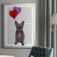 French Bulldog and Balloons - Modern Framed Canvas Print