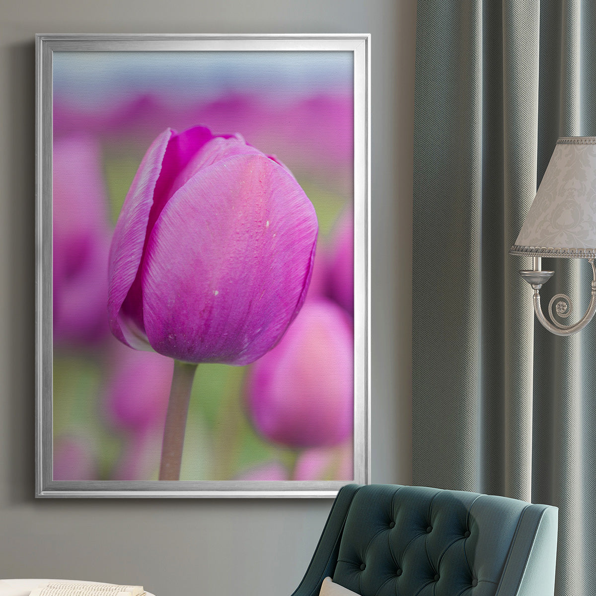 Magenta Stem - Modern Framed Canvas Print