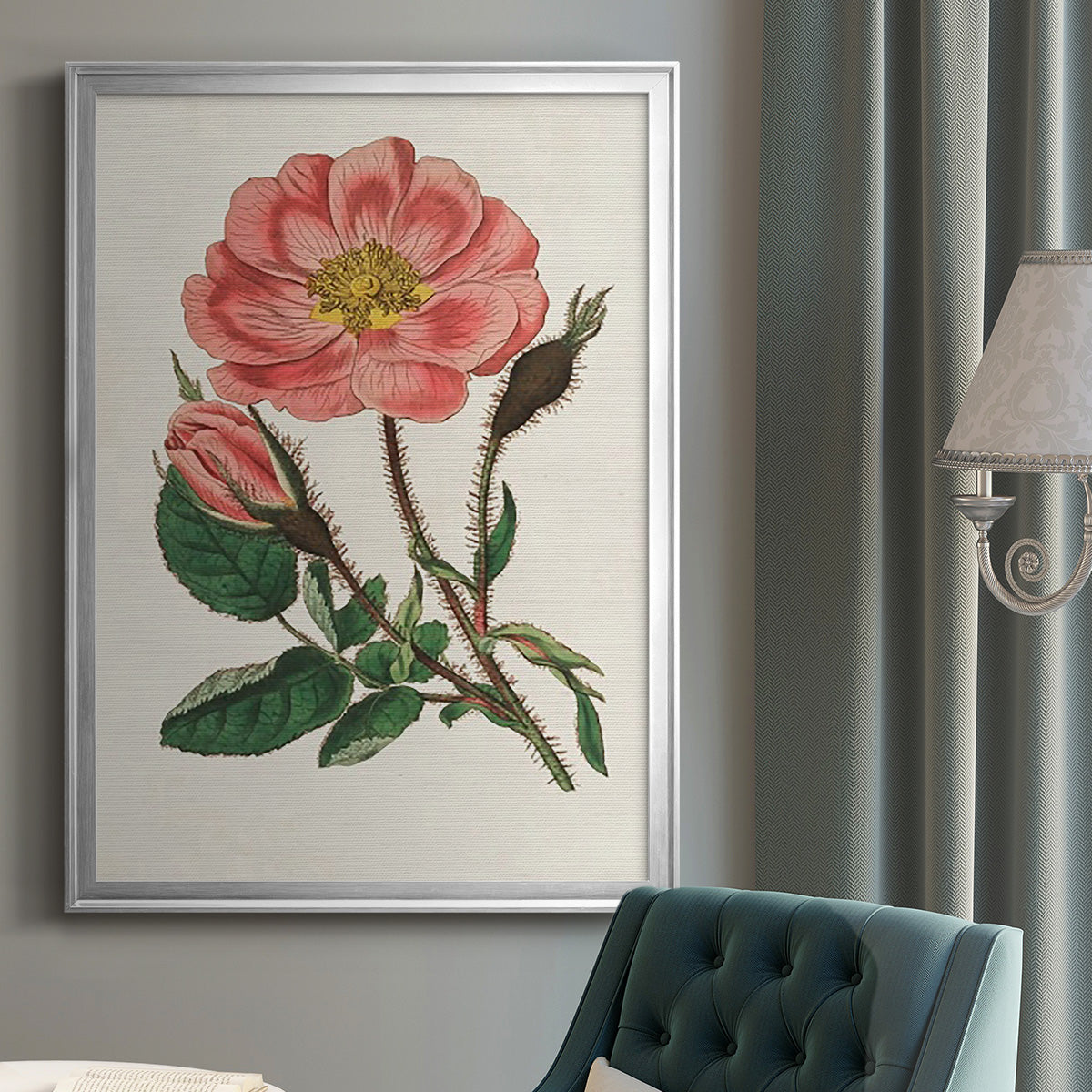 Pink Floral Mix IX - Modern Framed Canvas Print