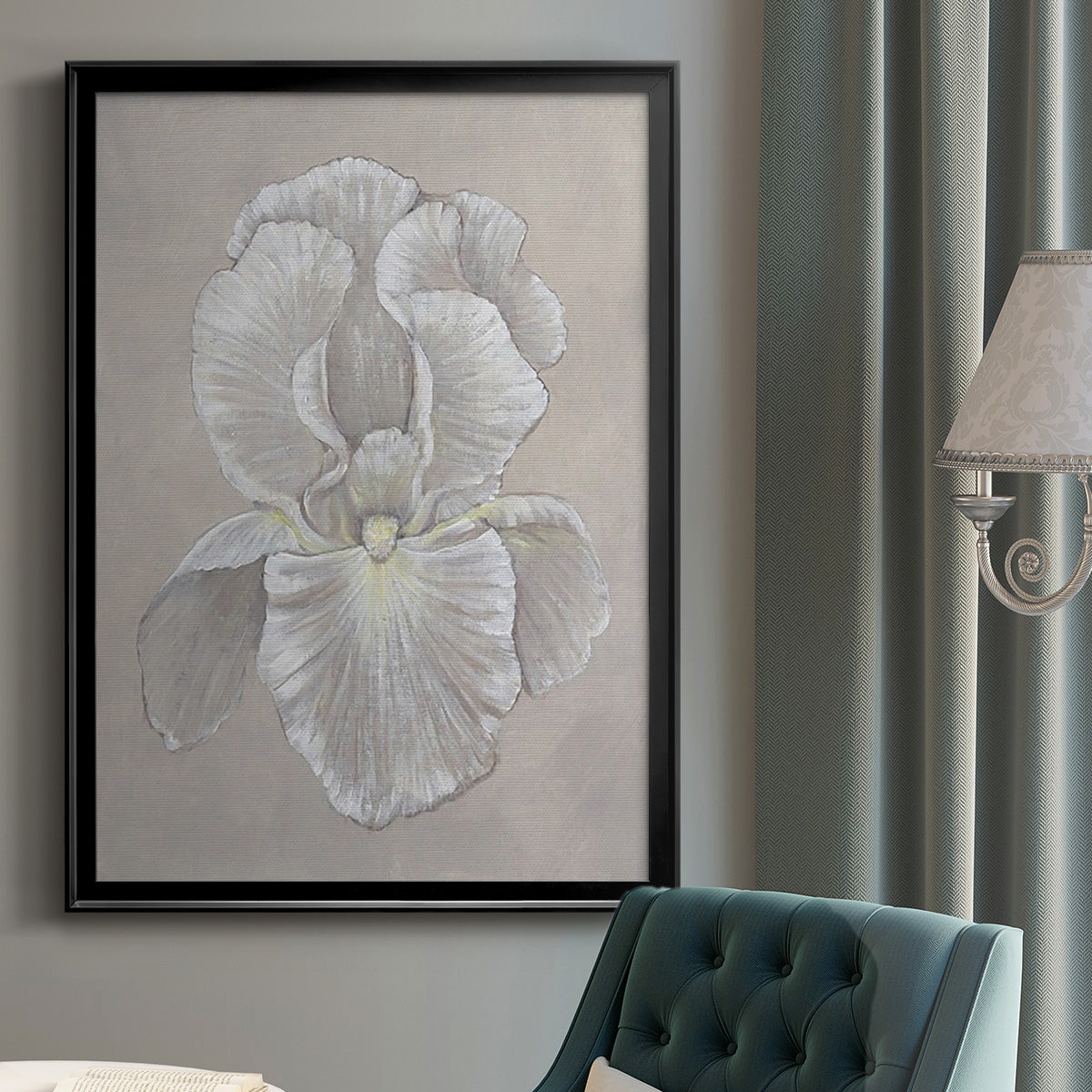 White Iris II - Modern Framed Canvas Print