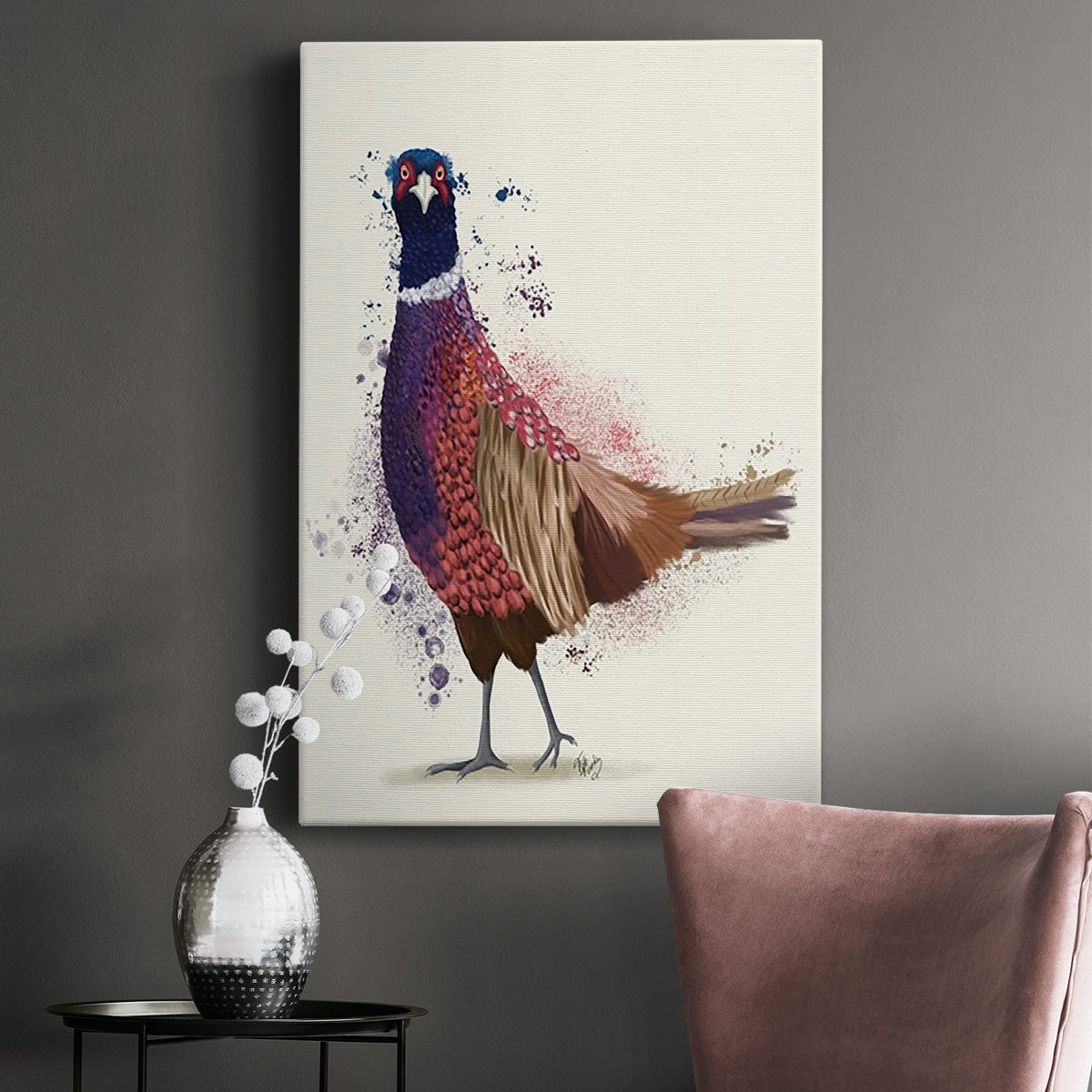 Pheasant Splash 6 Premium Gallery Wrapped Canvas - Ready to Hang