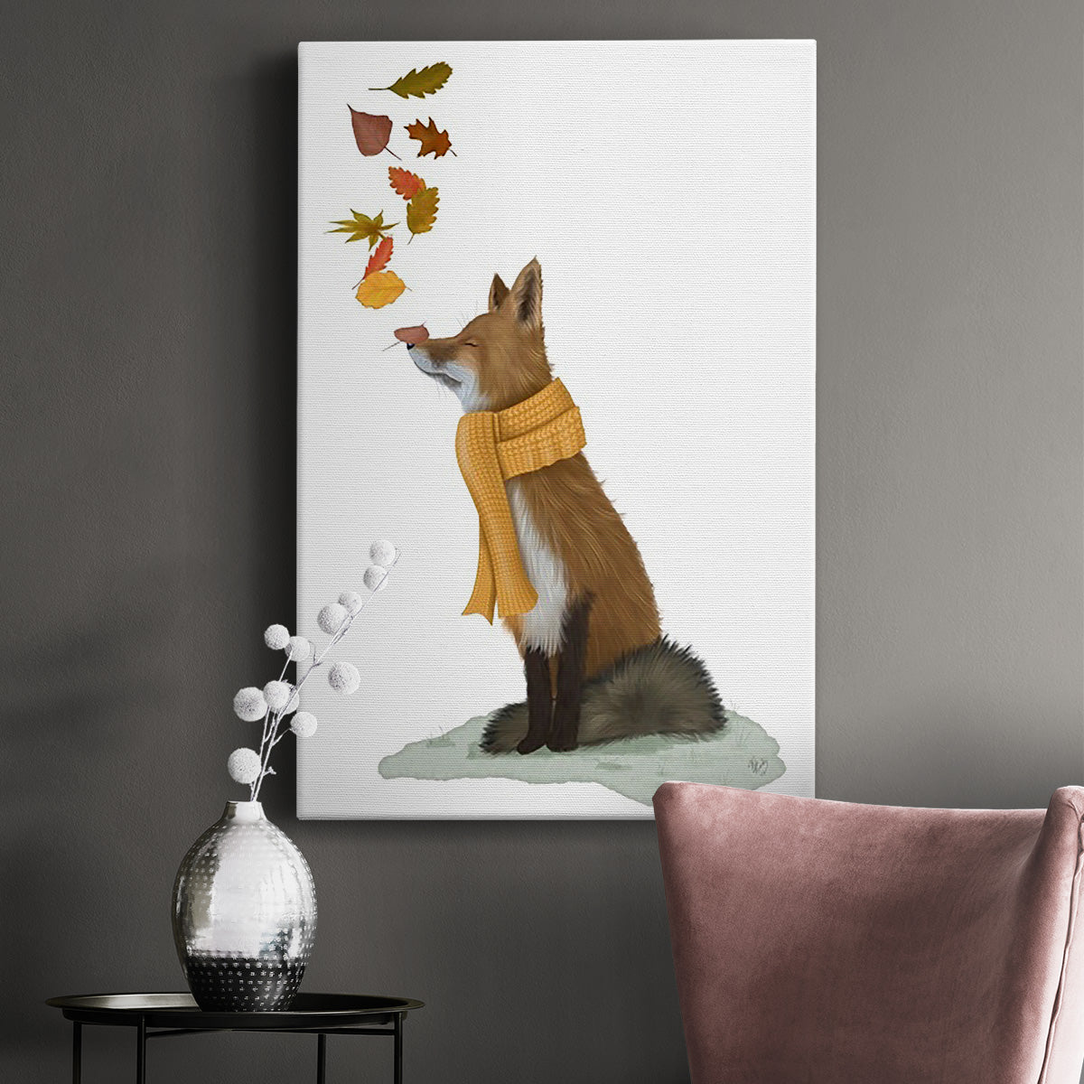 Fox Leaves on Nose - Canvas Art Print