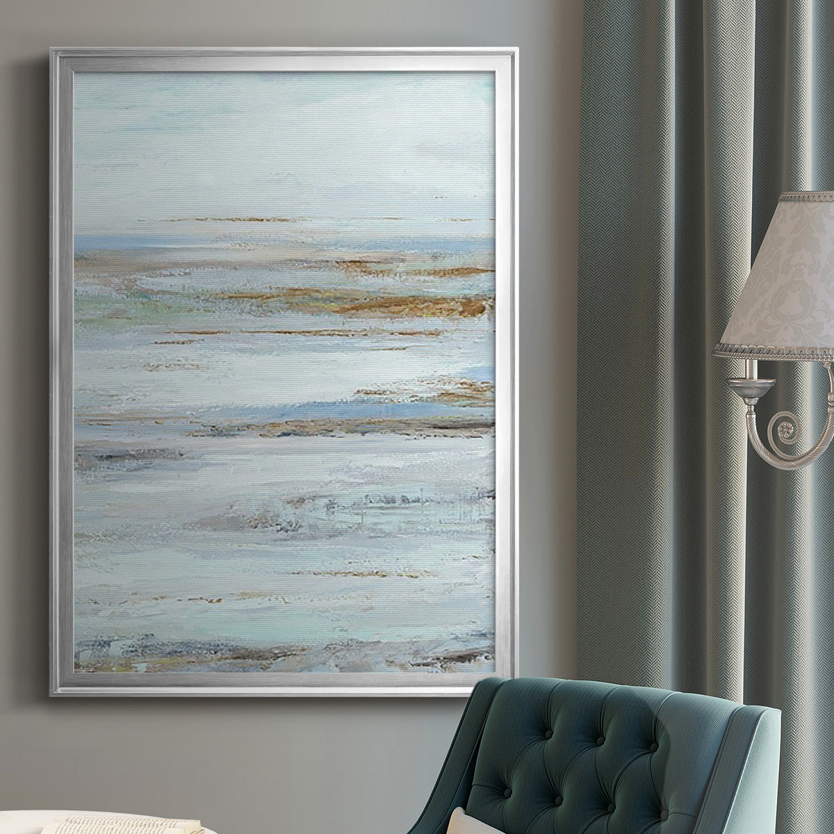 Muted Misty Marsh II - Modern Framed Canvas Print