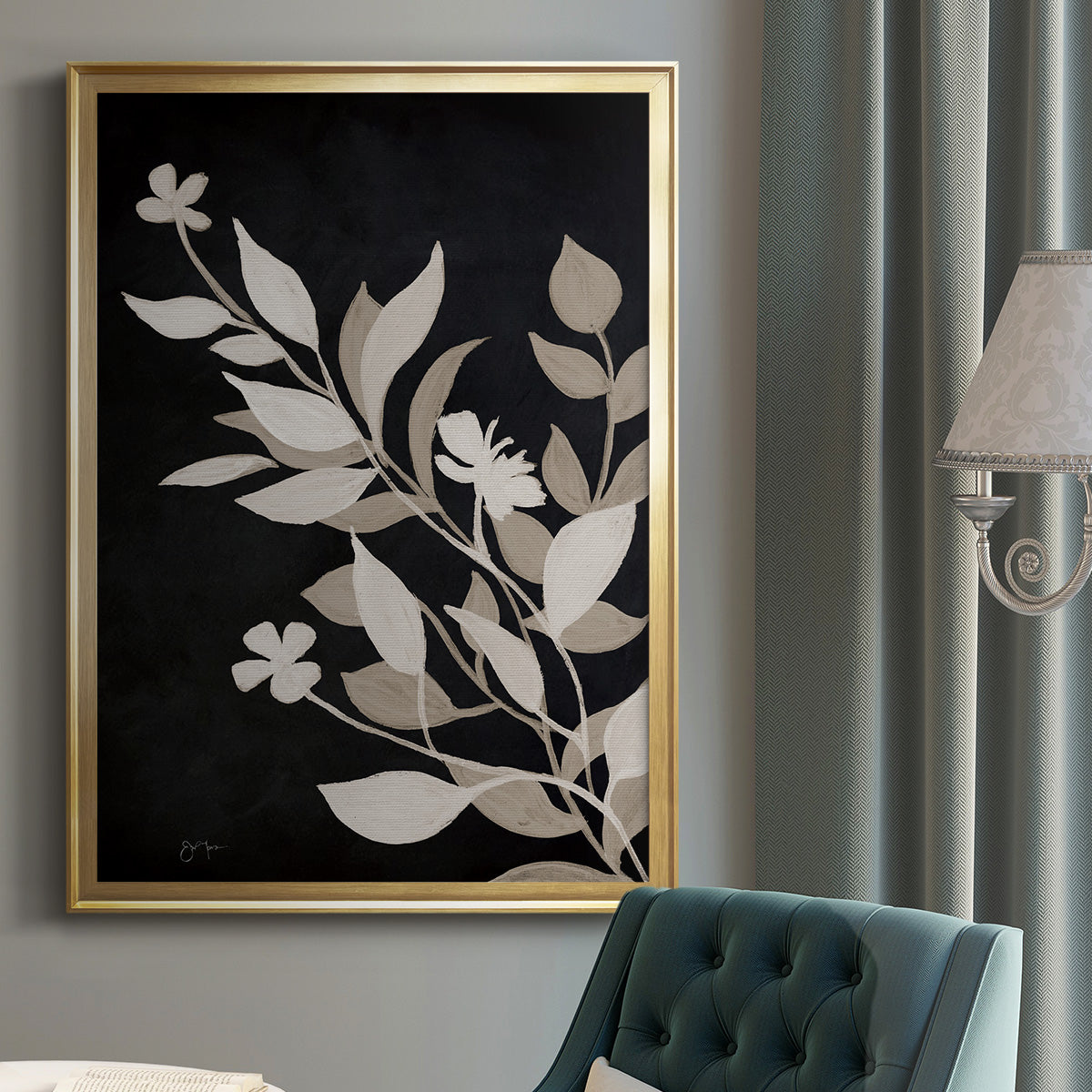 Midnight Silhouette II - Modern Framed Canvas Print